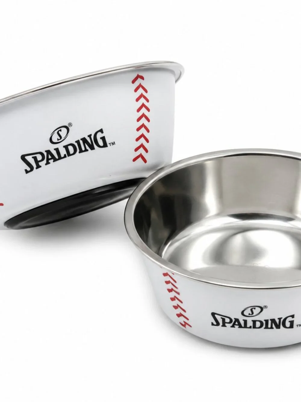 Spalding 2 Pc Baseball Pet Bowl Set Stainless Steel Food Water Bowls Dog Cat